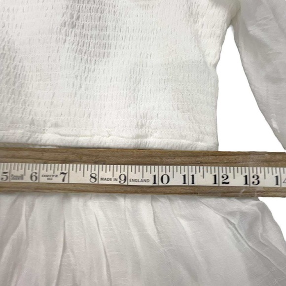 J Lee White Ruffled Tiered Midi Dress Square Neck Puff Sleeve Boho Romantic NWT - Picture 14 of 16